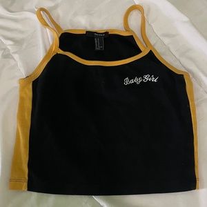 Forever 21 “Baby Girl” cropped spaghetti strap tank